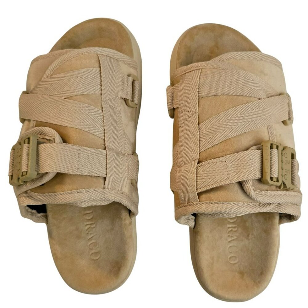 DRACO Slides Size 7-8 7.5 Men's Sandstorm Beige Remastered Sandals Shoes NEW+Bag
